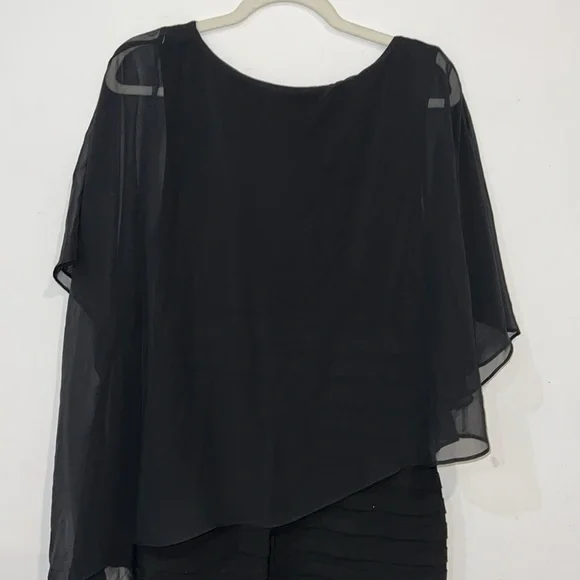 Adrianna Papell Black Tiered Bolero Dress Size 12 - Picture 9 of 11